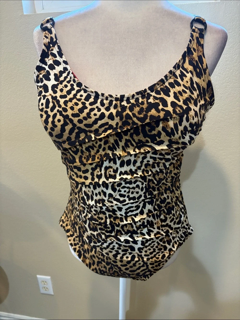 Dkny Leopard Print One-Piece Swimsuit — Brown and Black-Size XXL - Picture 3 of 13